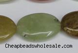 CFW131 15.5 inches 22*30mm flat oval flower jade gemstone beads