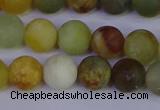 CFW203 15.5 inches 10mm round matte flower jade beads wholesale