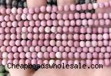 CFW35 15.5 inches 4mm round matte pink wooden jasper beads