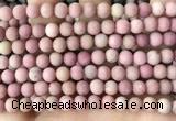 CFW36 15.5 inches 6mm round matte pink wooden jasper beads