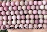 CFW37 15.5 inches 8mm round matte pink wooden jasper beads