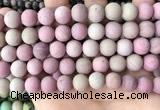 CFW38 15.5 inches 10mm round matte pink wooden jasper beads