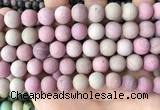 CFW39 15.5 inches 12mm round matte pink wooden jasper beads