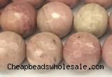 CFW61 15 inches 8mm faceted round pink wooden jasper beads