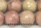 CFW62 15 inches 10mm faceted round pink wooden jasper beads