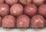 CFW66 15 inches 8mm faceted round pink wooden jasper beads