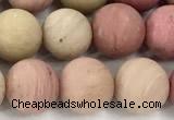 CFW72 15 inches 8mm round matte pink wooden jasper beads