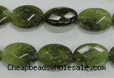 CGA108 15.5 inches 12*16mm faceted oval natural green garnet beads