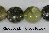 CGA215 15.5 inches 18mm flat round natural green garnet beads