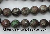 CGA314 15.5 inches 12mm faceted round red green garnet gemstone beads