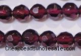 CGA362 14 inches 5mm faceted round natural red garnet beads wholesale