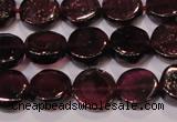 CGA383 15 inches 7mm coin natural red garnet beads wholesale