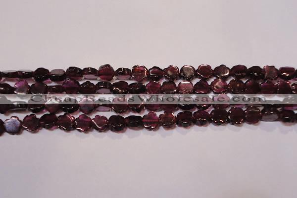 CGA385 15 inches 5mm carved flower natural red garnet beads wholesale