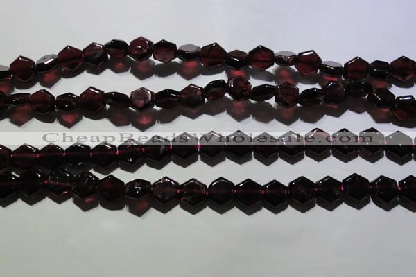 CGA411 15.5 inches 8*9mm hexagon natural red garnet beads wholesale