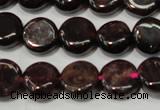 CGA466 15.5 inches 8mm coin natural red garnet beads wholesale