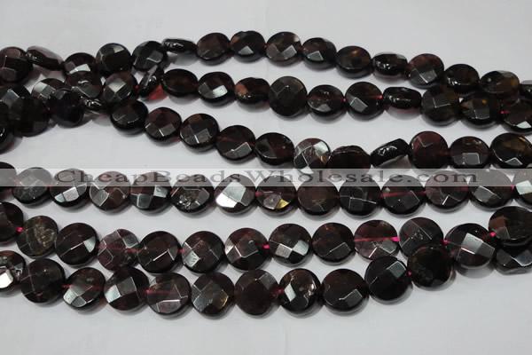 CGA476 15.5 inches 8mm faceted coin natural red garnet beads