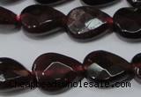 CGA484 15.5 inches 8*10mm faceted flat teardrop natural red garnet beads