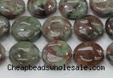 CGA59 15.5 inches 14mm flat round red green garnet gemstone beads