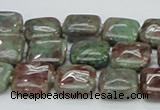 CGA63 15.5 inches 12*12mm square red green garnet gemstone beads