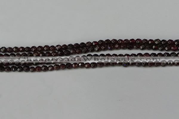 CGA661 15.5 inches 4mm faceted round red garnet beads wholesale