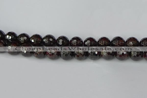 CGA666 15.5 inches 14mm faceted round red garnet beads wholesale