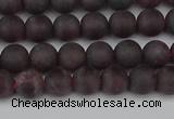 CGA671 15.5 inches 6mm round matte red garnet beads wholesale