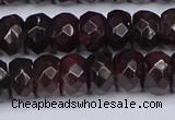 CGA679 15.5 inches 5*9mm faceted rondelle red garnet beads