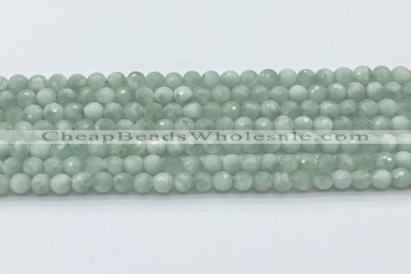 CGA910 15.5 inches 4mm faceted round green angel skin beads wholesale