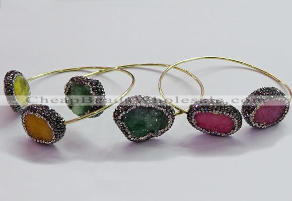 CGB1507 18*25mm - 20*28mm freeform druzy agate bangles wholesale