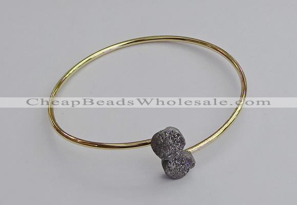 CGB2040 10mm coin plated druzy agate gemstone bangles wholesale