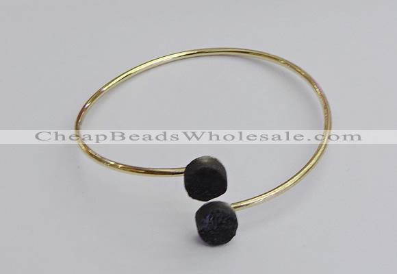 CGB2047 10mm coin plated druzy agate gemstone bangles wholesale