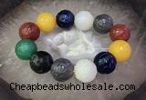 CGB3004 7.5 inches 20mm carved round mixed agate bracelet wholesale