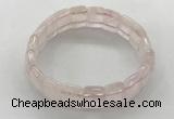 CGB3421 7.5 inches 12*15mm faceted rectangle rose quartz bracelets