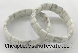 CGB3428 7.5 inches 12*15mm faceted rectangle white howlite bracelets