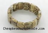 CGB3482 7.5 inches 15*20mm faceted rectangle picture jasper bracelets