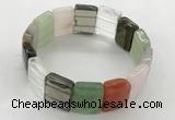 CGB3483 7.5 inches 15*20mm faceted rectangle mixed gemstone bracelets