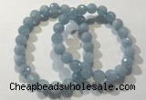 CGB4037 7.5 inches 8mm faceted round aquamarine beaded bracelets