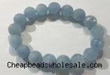 CGB4038 7.5 inches 11mm faceted round aquamarine beaded bracelets