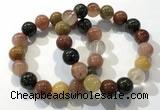 CGB4074 7.5 inches 13mm round mixed rutilated quartz beaded bracelets