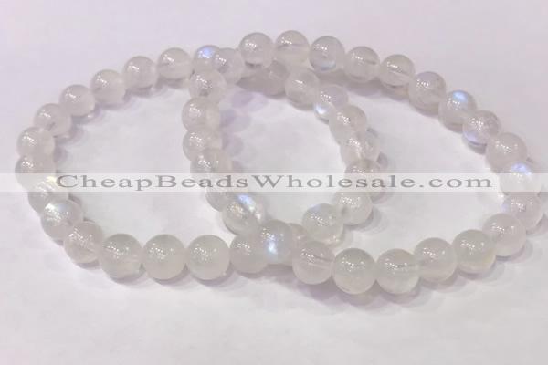 CGB4505 7.5 inches 7mm - 8mm round white moonstone beaded bracelets