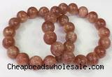 CGB4536 7.5 inches 14mm round golden sunstone beaded bracelets