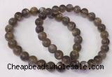 CGB4552 7.5 inches 7mm - 8mm round black sunstone beaded bracelets