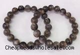 CGB4554 7.5 inches 11mm - 12mm round black sunstone beaded bracelets