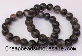 CGB4557 7.5 inches 10mm - 11mm round black sunstone beaded bracelets