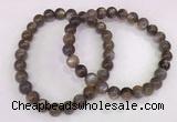 CGB4569 7.5 inches 7mm round black sunstone beaded bracelets