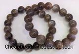 CGB4571 7.5 inches 12mm round black sunstone beaded bracelets