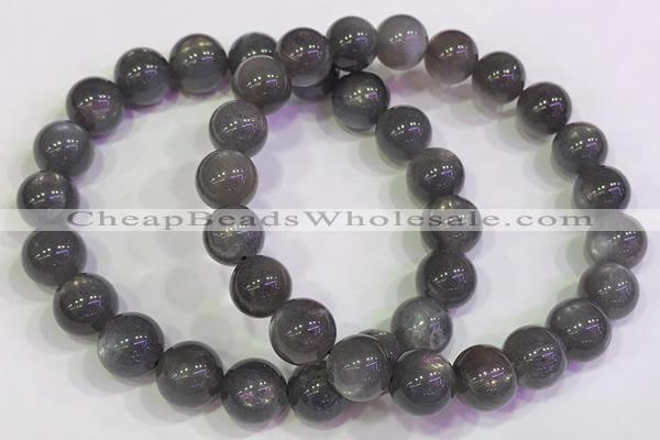 CGB4582 7.5 inches 9mm - 10mm round black sunstone beaded bracelets