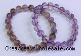 CGB4667 8mm round purple phantom quartz beaded bracelets