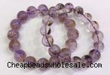 CGB4669 12mm - 13mm round purple phantom quartz beaded bracelets