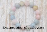 CGB5314 10mm, 12mm round morganite beads stretchy bracelets